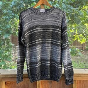 Florence Tricot Men's Vintage 90's Era Grey And Black Pullover Sweater Size L